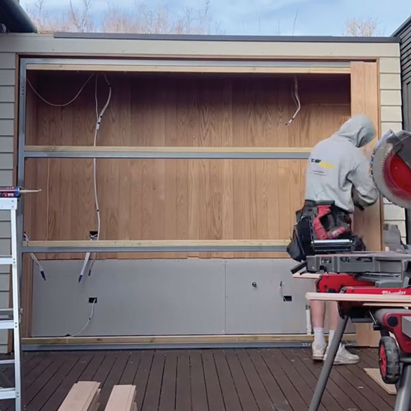 starting on construction of tilt door for bbq area